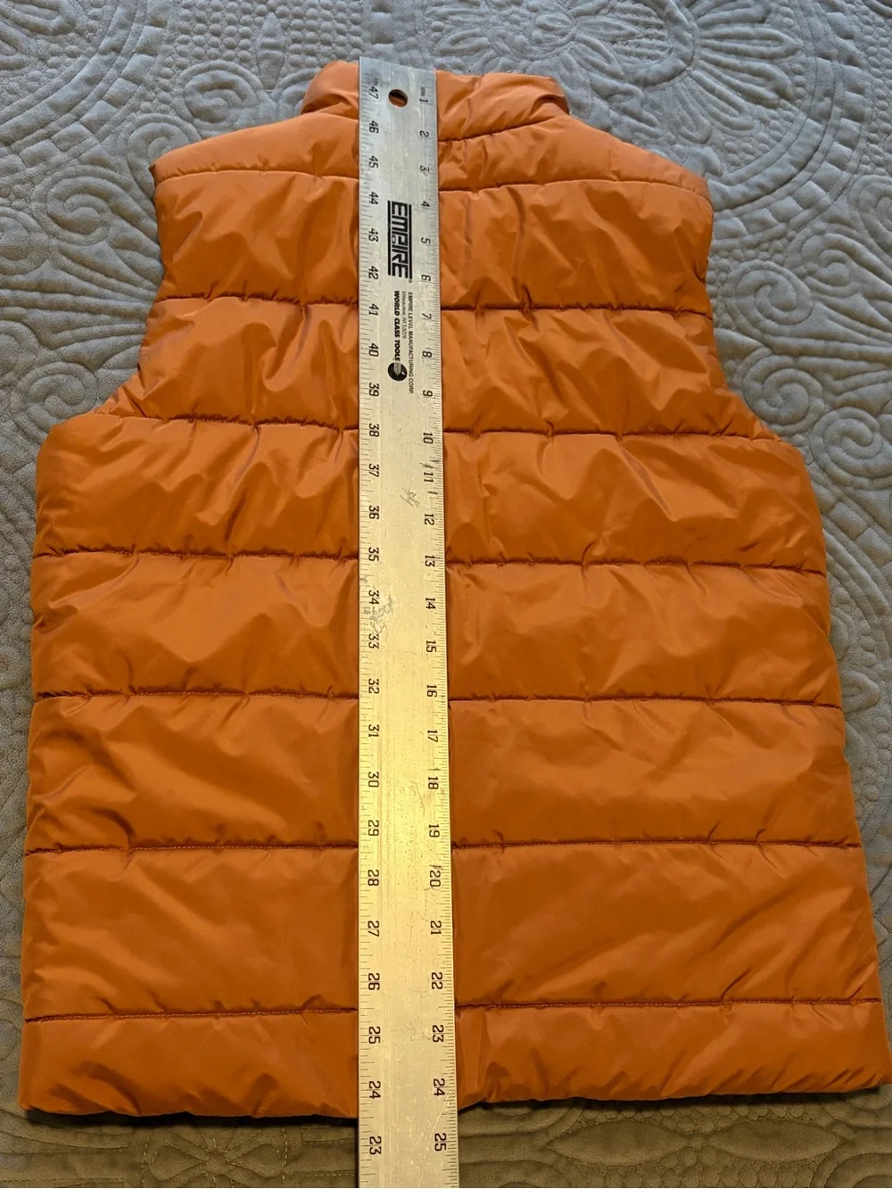 Amazon Essentials Orange Puffer Vest with Blue Trim
